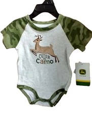 NWT Baby Boys John Deere Cuter In Camo hunting deer bodysuit 9/12 Months
