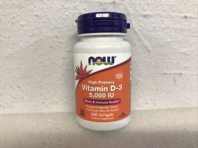 Now Foods High Potency Vitamin D-3 Softgels 240 Count 08/2027 New Sealed
