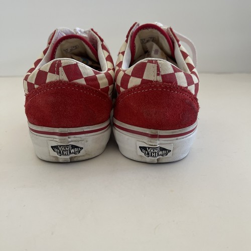 Vans Old Skool Chekered Skate Shoes Red White Size M 6.5/ W 8 Suede Canvas - Imagen 5 de 10