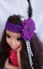 FLAPPER FEATHERS HEADBAND-PURPLE  ROARING-20s-GATSBY COSTUME