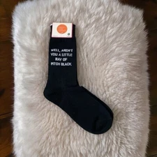 NWT Women’s Socks ABOUT FACE DESIGNS Funatic Funny Socks Black Crew Socks Gift