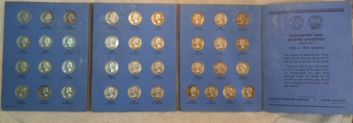 COMPLETE 1932-46 Washington 90% Silver Quarters Set (37 Coins) in Whitman Album