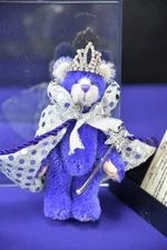 World Of Miniature Bears  "Regina" Purple 4" Mohair Queen Theresa's Jointed Bear