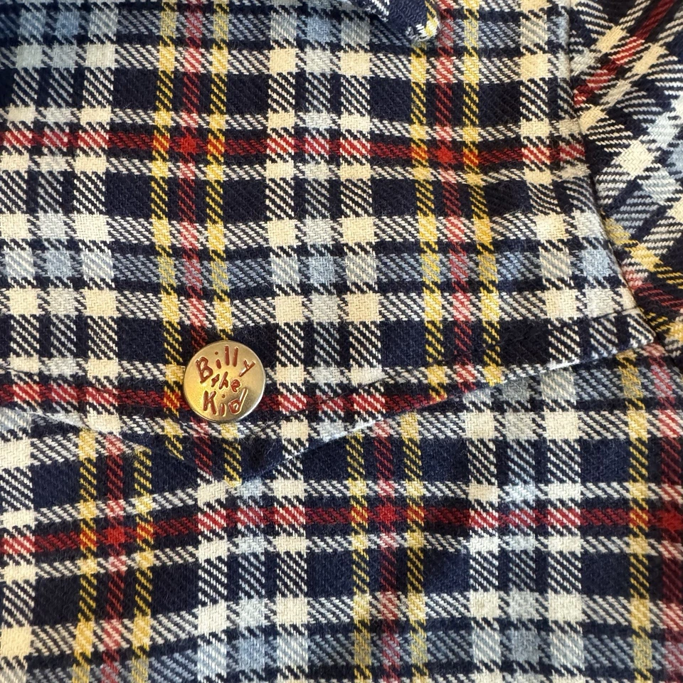 Camisa Chaqueta Vintage Años 60 70 Billy El Niño Botón a Presión Franela a Cuadros L Niño Juventud Foto 4 de 4
