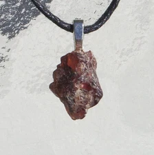 Red Zircon from Tanzania Free Form Stone Crystal Pendant Necklace Small