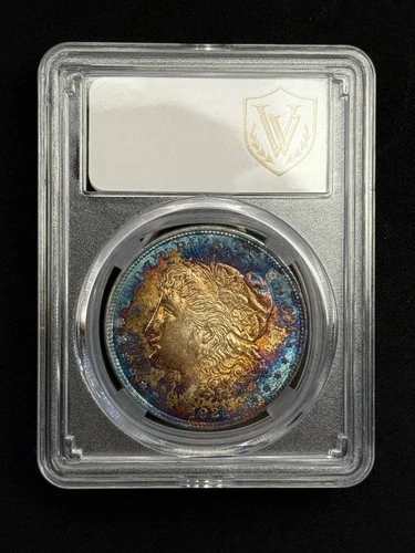 1921 Morgan Silver Dollar Monster Toner Toned Bulls Eye Rainbow 🌈