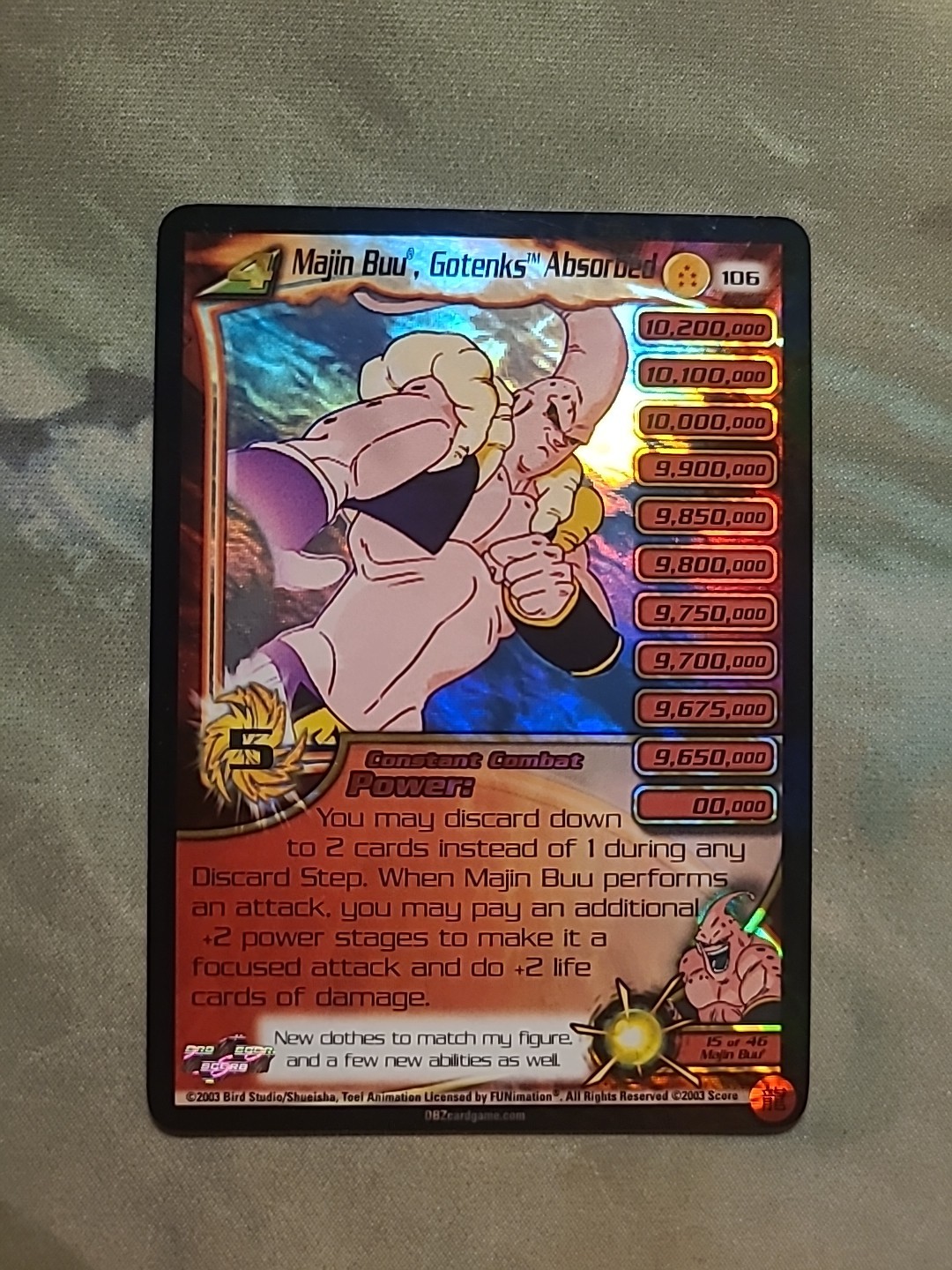 Majin Buu Gotenks Absorbed 106 Foil Fusion Saga DBZ CCG Dragonball Limited casi nuevo-sp