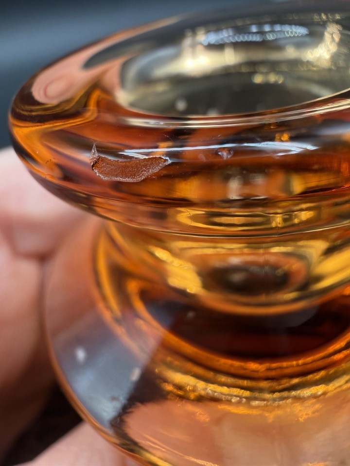 Depression Stick 1930's VTG Fostoria Amber Depression Glass Footed Candle Stick Holders ...