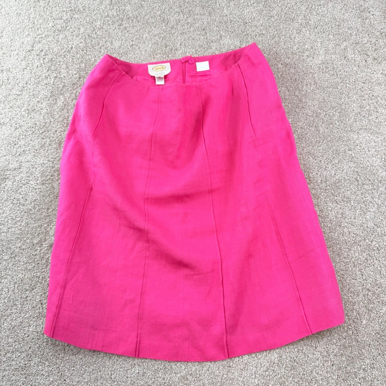 Talbots Irish Linen Skirt Pink A Line Panel Womens 12 Classic Preppy Barbiecore