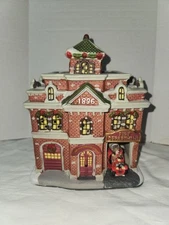 Christmas Village Fire Station Hand Painted No Lights See Description and Pics