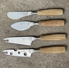 BOSKA Holland 4Pc mini CHEESE knife set LIFE collection OAK minty OOB