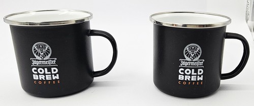 2er Set Jägermeister Cold Brew Kaffee Schwarz Emaille Dose Becher Tasse Camping Reise