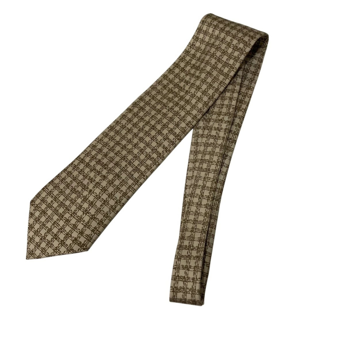 HERMES Used  Leaf Pattern Tie Beige - image 3