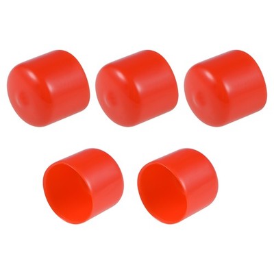 Screw Thread Protectors, 25mm ID 36mm Length Round End Cap Cover Red 5pcs