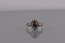 Sterling Silver Oval Purple Amethyst Dotted Bezel Band Ring 925 Sz: 7