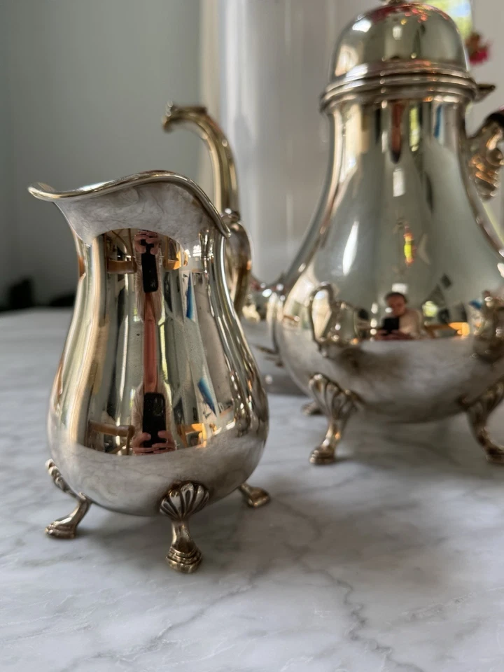 Винтажный международный серебряный чайный сервиз Co Georgia Court — серебристый припаянный - Изображение 2 из 4