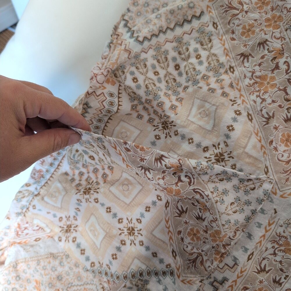 Final Touch Tan Boho Patchwork Tunic Top Size S - image 6