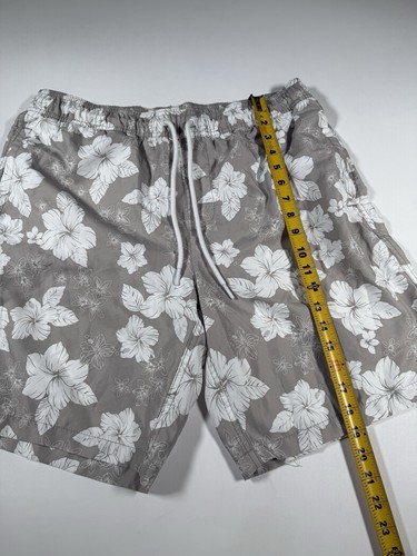 Amazon Essentials Men's 9" Quick-Dry Swim Trunk Grey Hibiscus Flower Sz Large - Picture 6 of 8