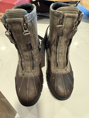 Polo Ralph Lauren Brown Combat Boots Men's US 10.5 EU 43.5 Zip Leather Upper