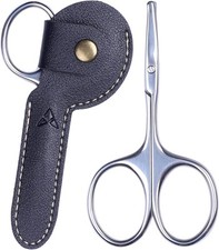 PROFESSIONAL Nose Hair Small Scissors with Leather Case Black Black