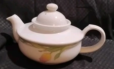 Vintage The Toscany Collection Tulip Printed Flat Round Teapot Made in Japan