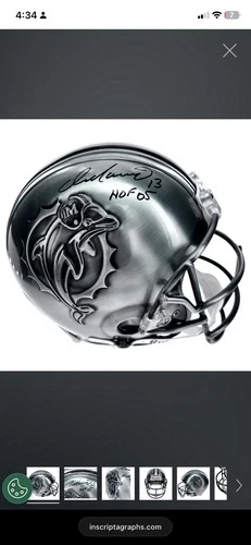 Dan Marino Miami Dolphins Autographed Helmet JSA Mounted Memories HOF 05