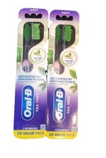 2x Oral-B Tea Tree Soft Manual Toothbrush Remove Plaque Along The Gumline 2xpack