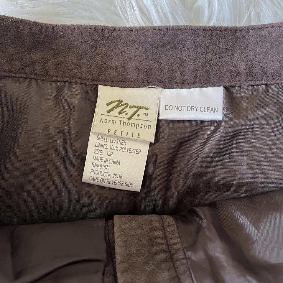 Minifalda vintage de cuero gamuza chocolate marrón oscuro con lados elásticos 🍫 Foto 3 de 4