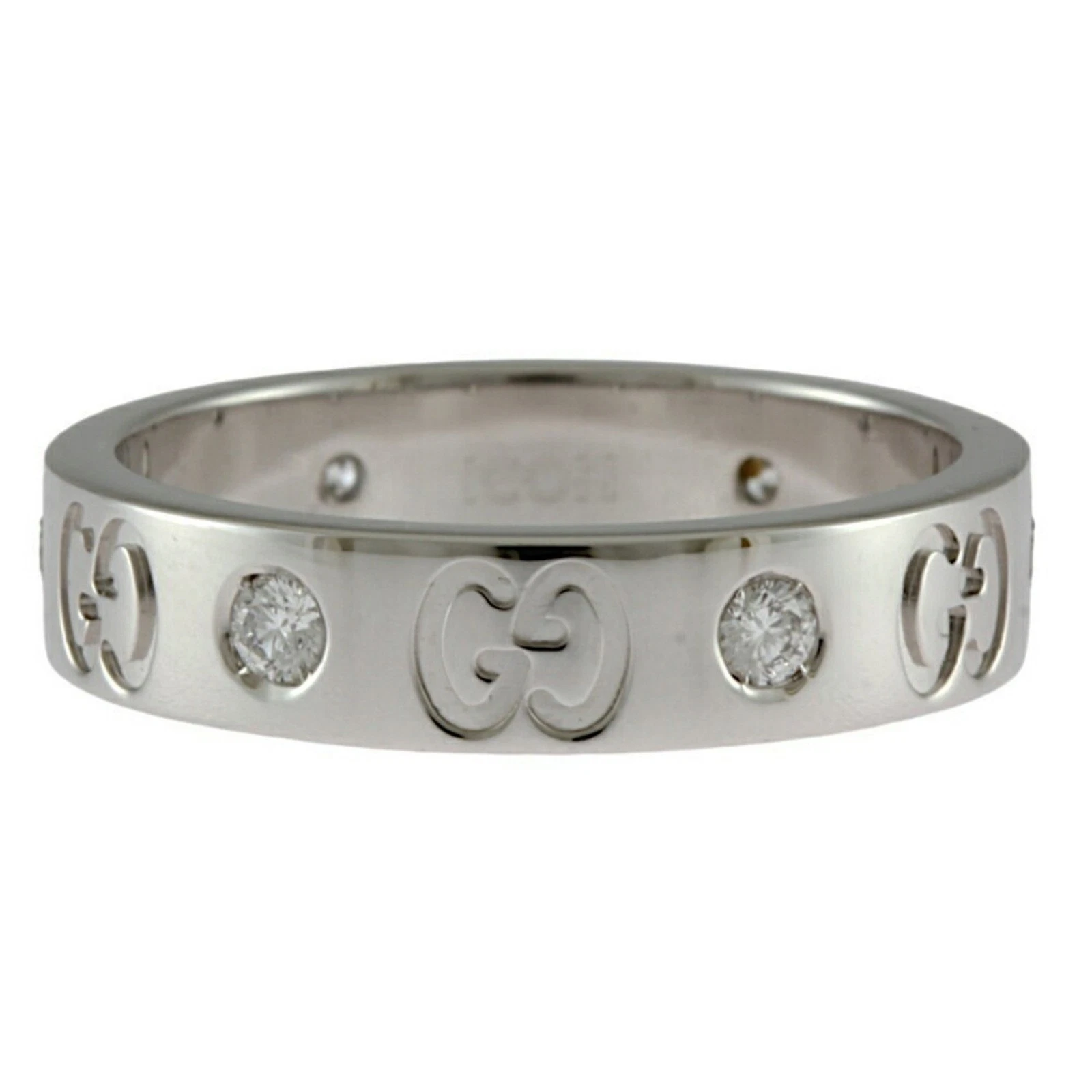 Bague Gucci Icône Argent Or Blanc Bijoux Authentique