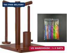 Wooden Yarn Holder for Crocheting  Knitting - 2 Spindle Magnetic Rotating Yarn