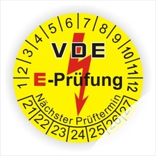 E-Pr&uuml;fung Pr&uuml;fplaketten VDE &Oslash;30mm E Check Pr&uuml;fzeichen Plaketten Jahre