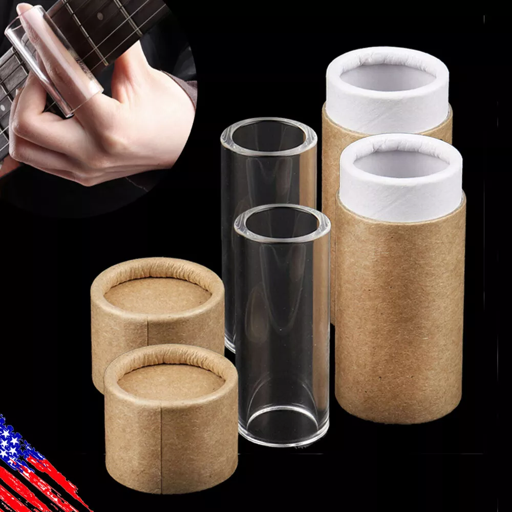 2Pcs Guitar Slide Glass Finger Slider 60mm Light Clear Thickness