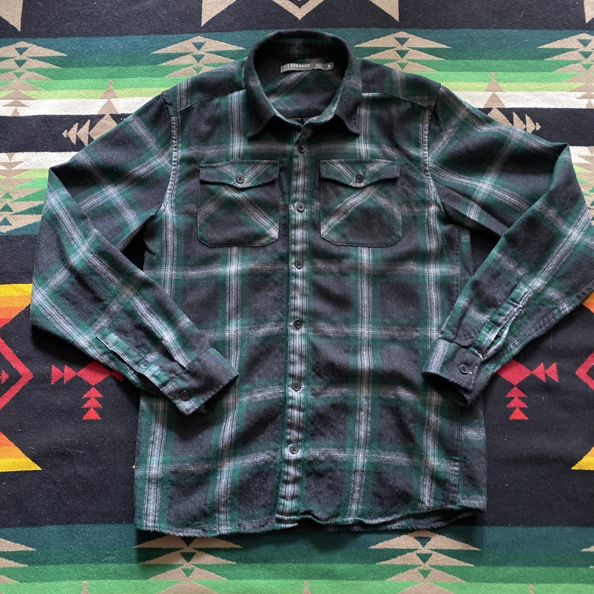 Icebreaker Merino Wool Shirt Mens S Button Down Flannel Long Icebreaker Merino Wool Shirt Mens S Button Down Flannel Long