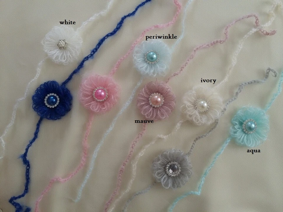 * Diadema súper suave con corbatas de mohair para recién nacidos bebés niñas foto utilería  Foto 4 de 4