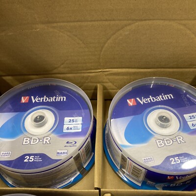 50 Verbatim  BD-R Blu-Ray Disc, 25GB, 6x, 2 Packs Of 25 023942974574
