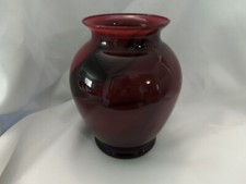 Art Glass Burgandy Black Vase 7.5"