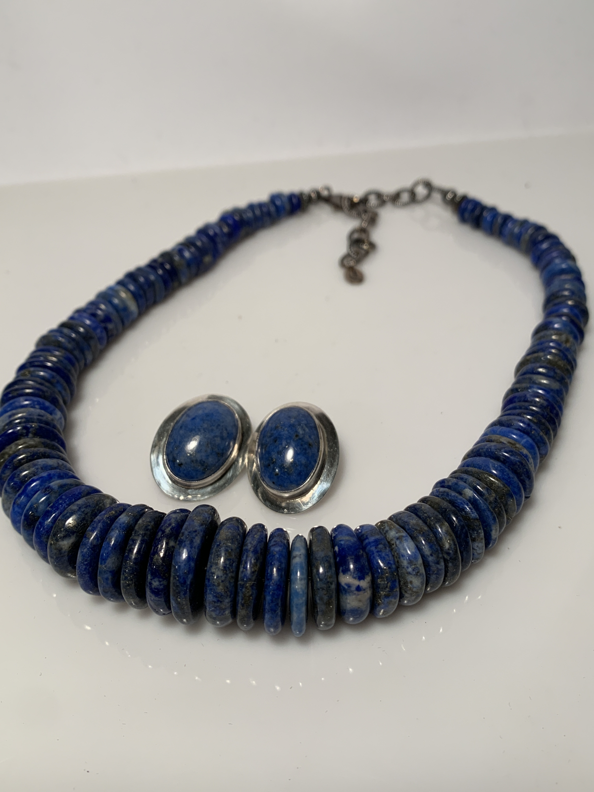 Carolyn Pollack Sterling Silver 925 Lapis Graduated Disc Necklac