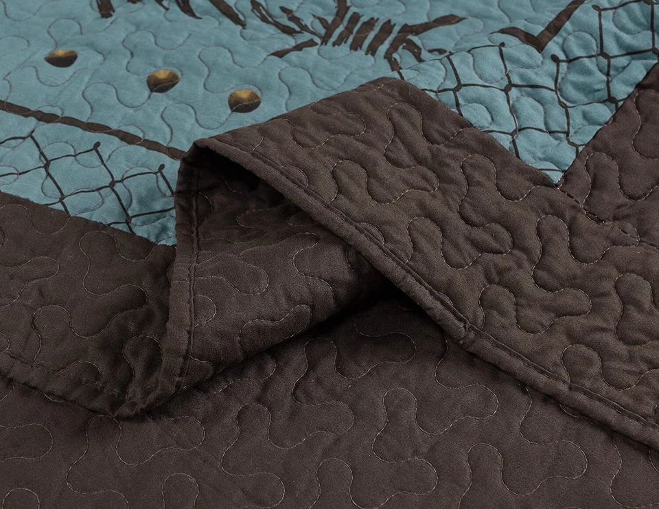 3pcs Pre-Washed Oversized Quilt Set Rustic Western Star Cabin Bedspread Coverlet - Image 4 of 4