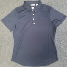 Ladies Cutter & Buck DryTec 50+ Button Golf Polo Shirt Solid Navy Blue Medium