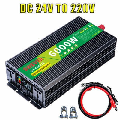 6000W Modified Sine Wave Power Inverter DC 24V to AC 220V Converter LCD ...