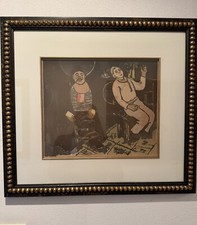 Giuseppe Biasi, “Gli Ubriachi”   Cromolinoleografia originale non firmata.