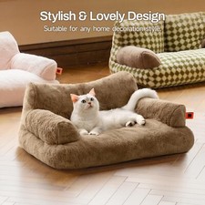 Mewoofun Pet Couch Bed Washable Cat Beds Fluffy Cat Sofa for Medium Dog Non-Slip