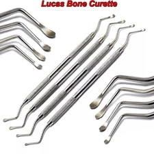 Set Of 4 Dental Lucas Bone Curettes Surgery Extraction Stainless Steel Tools CE
