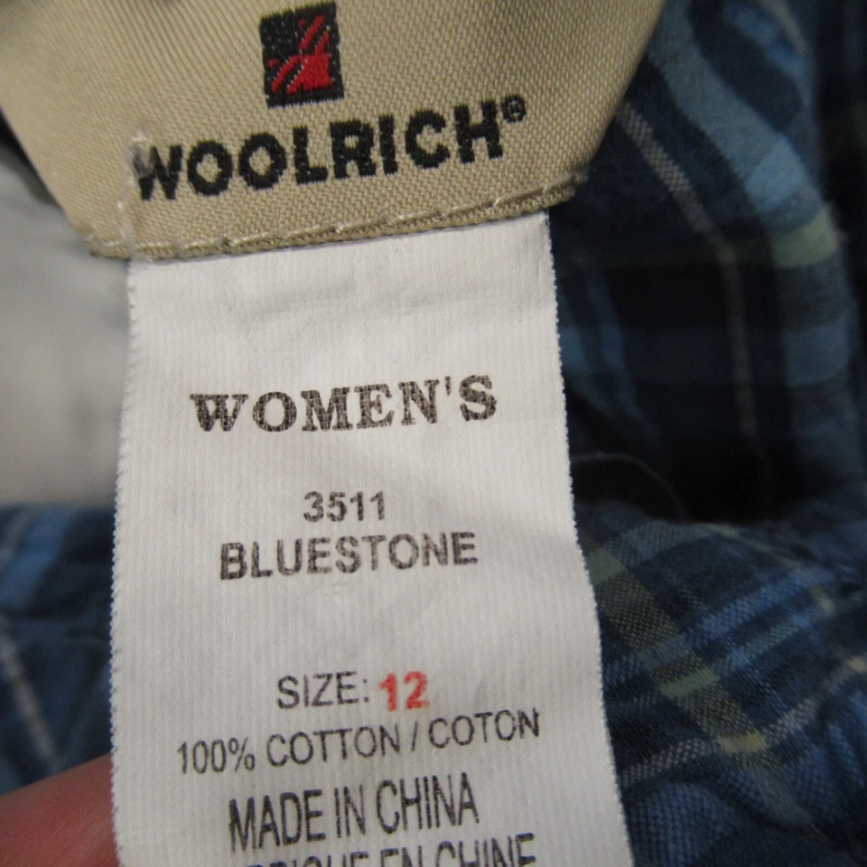 Pantalones Cortos Woolrich Para Mujer 12 Ligeros Informales Bolsillos Chino Botón A Cuadros Azul Foto 3 de 4