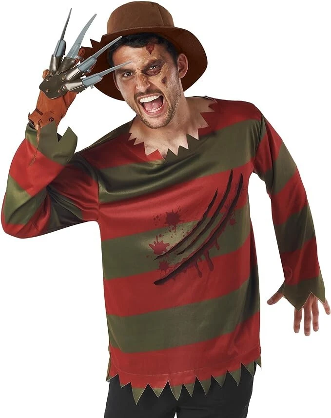Hombres Freddy Krueger Disfraz Adulto Terror Pesadilla en Elm Street Killer Halloween Foto 2 de 4