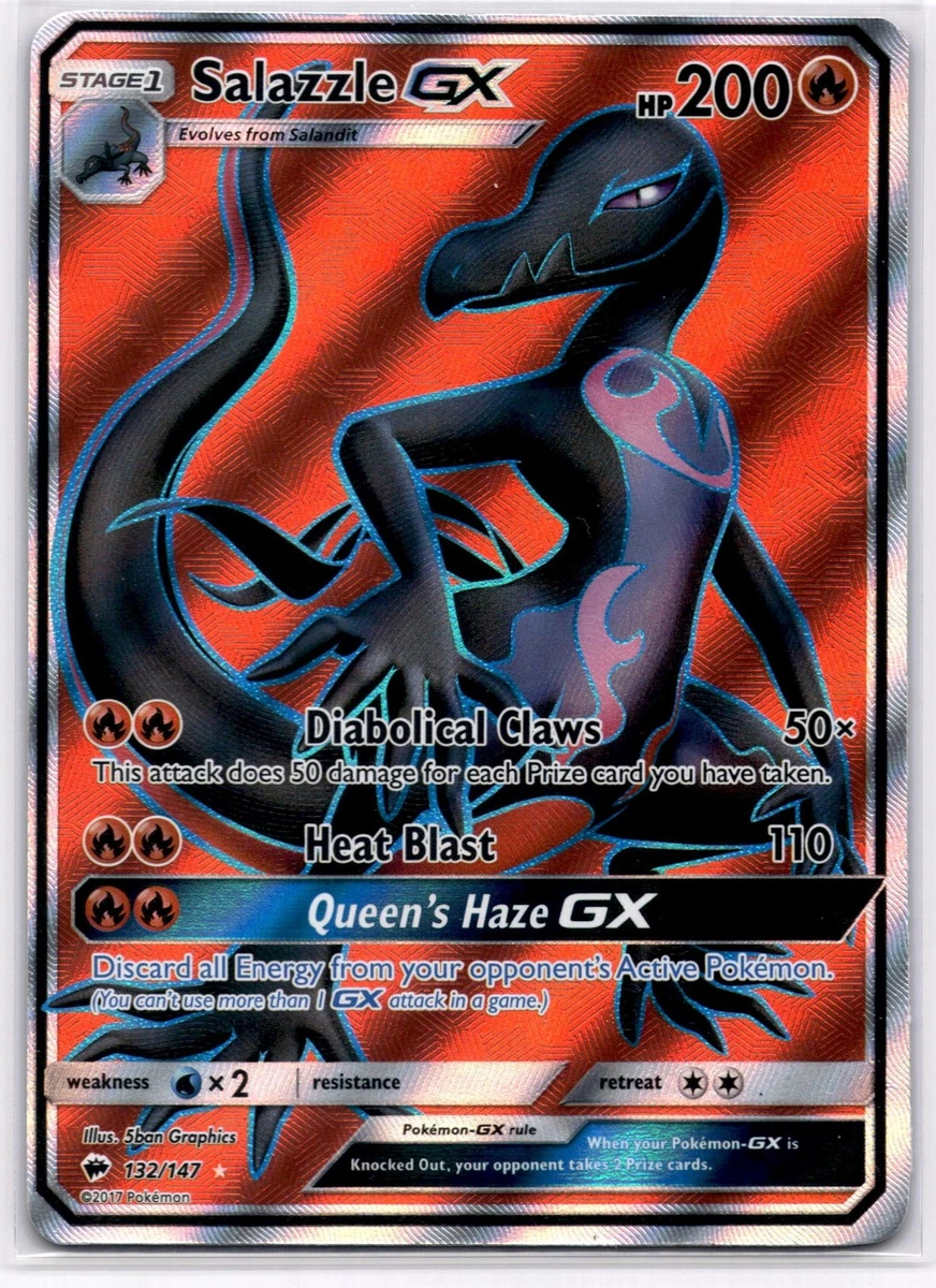 salazzle gx pokemon card value - 25/147 [Fire][Fire] Queens Haze GX GX Discard all Energy from your opponents Active Pokemon Salazzle GX 151/147 Rainbow Holo