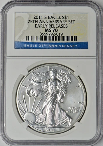 2011-S American Silver Eagle - NGC MS70 Early Releases 25th Label - ✪COINGIANTS✪