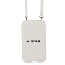 Balenciaga Handyhalter 718495 Weiß Leder Schulter Geldbörse Vintage...