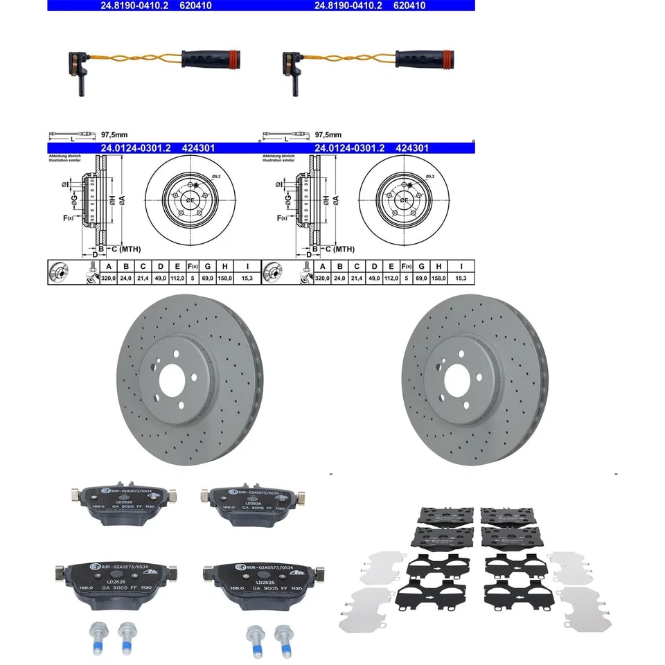 ATE BREMSSCHEIBEN + CERAMIC VORNE + HINTEN passend für E-KLASSE W213 S213 A/C238