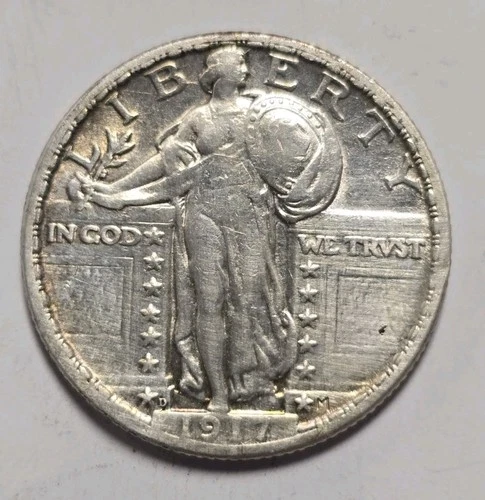 1917-D Type 2 Standing Liberty Quarter AU Details